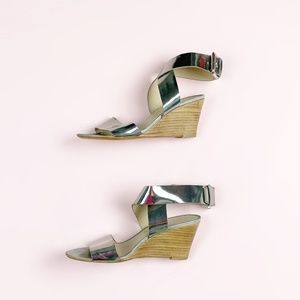 Attilio Giusti Leombruni Silver Wedge Sandals